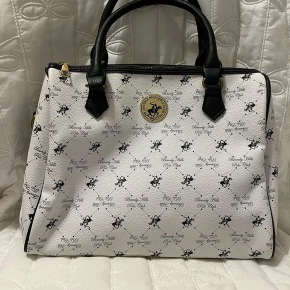 Beverly Hills Polo Club Black and White Satchel - Picture 1 of 3